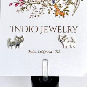 New Indio Jewelry Tiny Silver Plated Cat Stud Hypoallergenic Earrings #E119